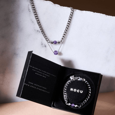Amethyst x Silber | Edelstein-Kettenarmband